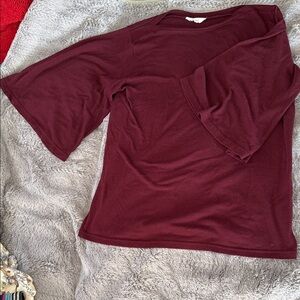 Amaryllis Maroon Knit Top with Wide Sleeves